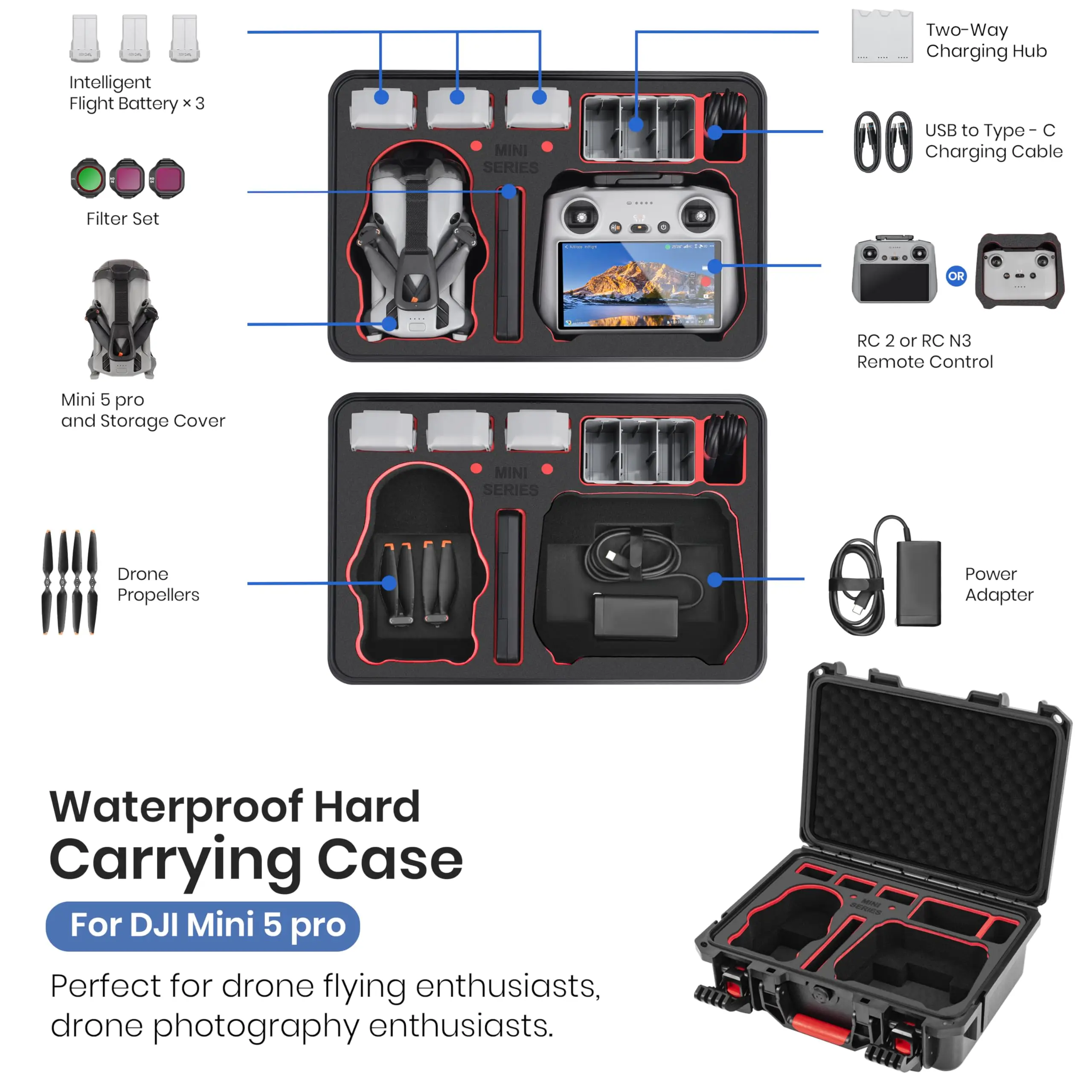Waterproof Hard Carrying Case  - Drone Dji Rc N3 review and price